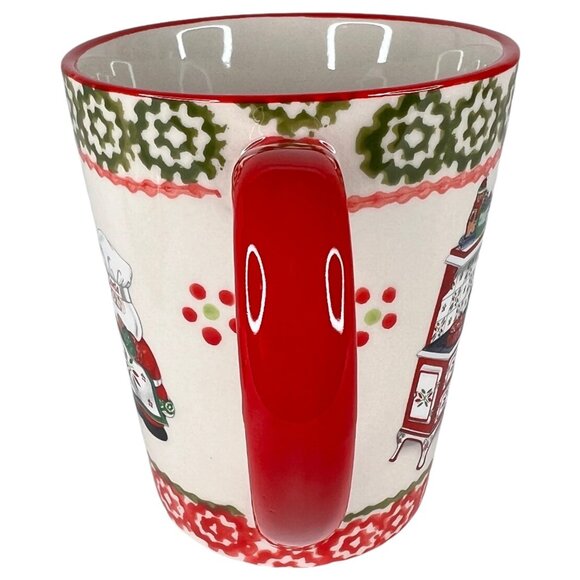 Temptations Holiday Mug And Coaster Set Santa Chef Baking Cookies 16 Oz Xmas New - Picture 6 of 10